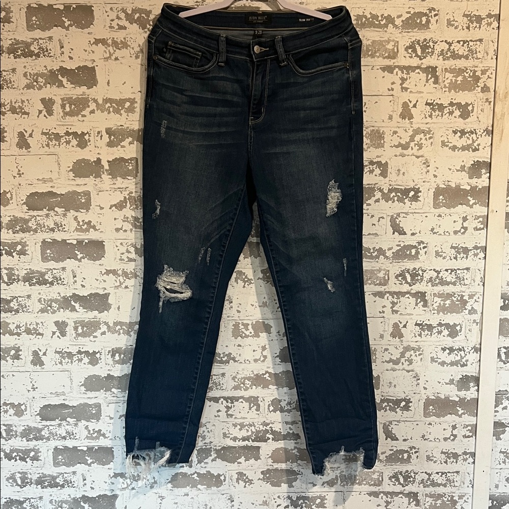 Judy Blue Dark Wash Distressed Skinny Jeans